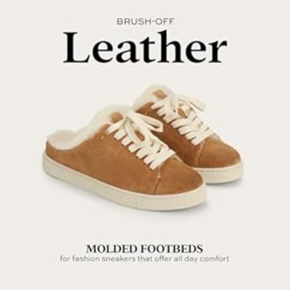 NEW Frye ivy genuine shearling sneaker mule - brown - silky suede leather 024j - Picture 8 of 9